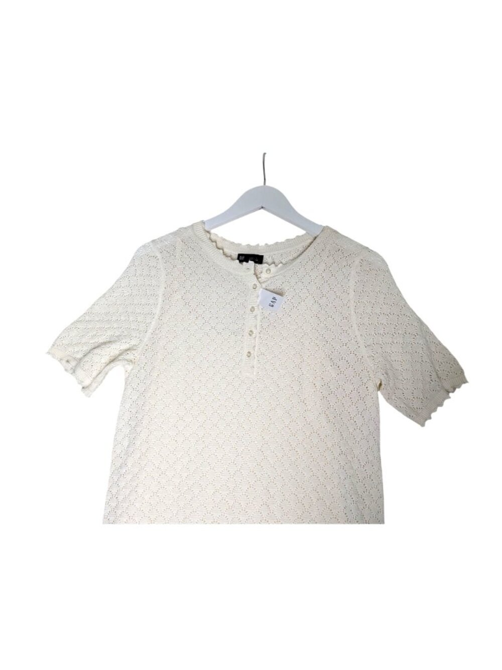 Gap Ivory Frost Pointelle Crochet Linen-Blend Mini Dress S Tall New - Picture 13 of 16